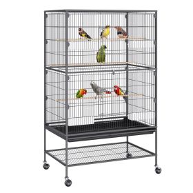 VEVOR 52 inch Standing Large Bird Cage, Wrought Iron Flight Bird Cage for Parakeets, Cockatiels, Parrots, Macaw with Rolling Stand and Tray