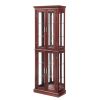 Curio Cabinet Lighted Curio Diapaly Cabinet with Adjustable Shelves and Mirrored Back Panel, Tempered Glass Doors (Cherry, 6 Tier), (E26 light bulb no