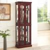 Curio Cabinet Lighted Curio Diapaly Cabinet with Adjustable Shelves and Mirrored Back Panel, Tempered Glass Doors (Cherry, 6 Tier), (E26 light bulb no