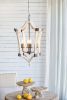 4 - Light Wood Chandelier, Hanging Light Fixture with Adjustable Chain for Kitchen Dining Room Foyer Entryway, Bulb Not Included