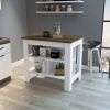 Brooklyn Kitchen Island, Three Concealed Shelves