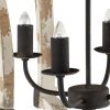 4 - Light Wood Chandelier, Hanging Light Fixture with Adjustable Chain for Kitchen Dining Room Foyer Entryway, Bulb Not Included