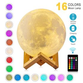 LED Night Lights Moon Lamp 3D Print Moonlight Timeable Dimmable Rechargeable Bedside Table Desk Lamp Children's Leds Night Light (Option: 15cm)