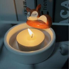 Cartoon Kitten Candle Holder Heating Decoration (Option: Sleeping Fox Candlestick)