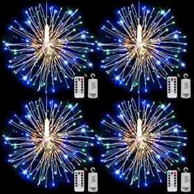 4 Packs; Fairy String Lights Christmas Lights; 90LED 8 Modes Dimmable String Fairy Lights With Remote Control; Waterproof Copper Wire Decorative Hangi (Color: Multicolor)