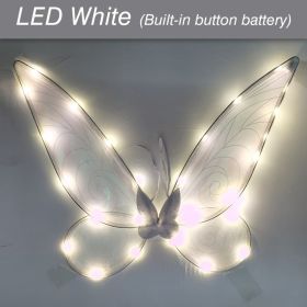 LED Fairy Wings Glowing Sparkle Butterfly Elf Princess Angel Wings Halloween Party Cosplay Costumes Performance Photography Prop (Ships From: China, Color: LED White)