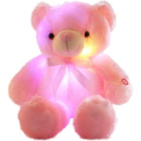 Creative Light Up LED Inductive Teddy Bear Stuffed Animals Plush Toy (Color: Pink, size: 70cm)