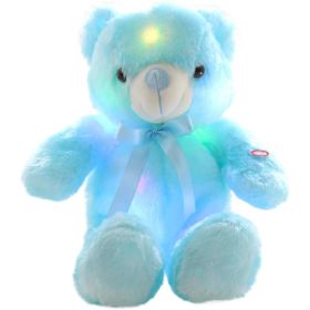 Creative Light Up LED Inductive Teddy Bear Stuffed Animals Plush Toy (Color: Blue, size: 45cm)