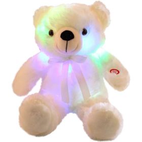 Creative Light Up LED Inductive Teddy Bear Stuffed Animals Plush Toy (Color: White, size: 45cm)