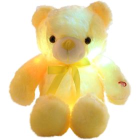 Creative Light Up LED Inductive Teddy Bear Stuffed Animals Plush Toy (Color: Yellow, size: 45cm)