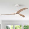 52" Ceiling Fan, Indoor Outdoor Ceiling Fan With Light with Remote Control, Noiseless Reversible Motor, 6 Speed ,3 Color , for Patio Living Room, Bedr