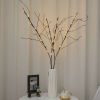 White Twig Branches 32IN 100 LED with Timer Battery Operated;  Artificial Tree Branch with Warm White Lights for Holiday Xmas Party Decoration Indoor