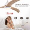 52" Ceiling Fan, Indoor Outdoor Ceiling Fan With Light with Remote Control, Noiseless Reversible Motor, 6 Speed ,3 Color , for Patio Living Room, Bedr